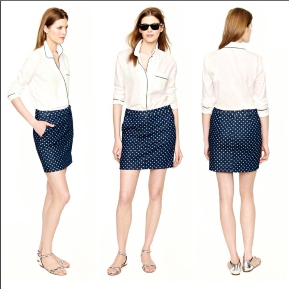 J. Crew Polka Dot Jean Skirt - Size 2